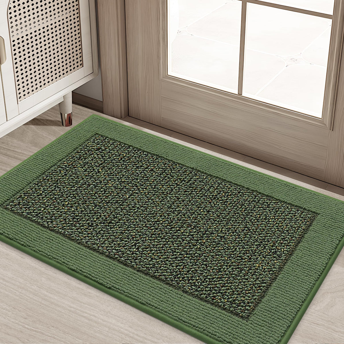 Beqhause indoor door mat traps dirt and moisture for cleaner floors.