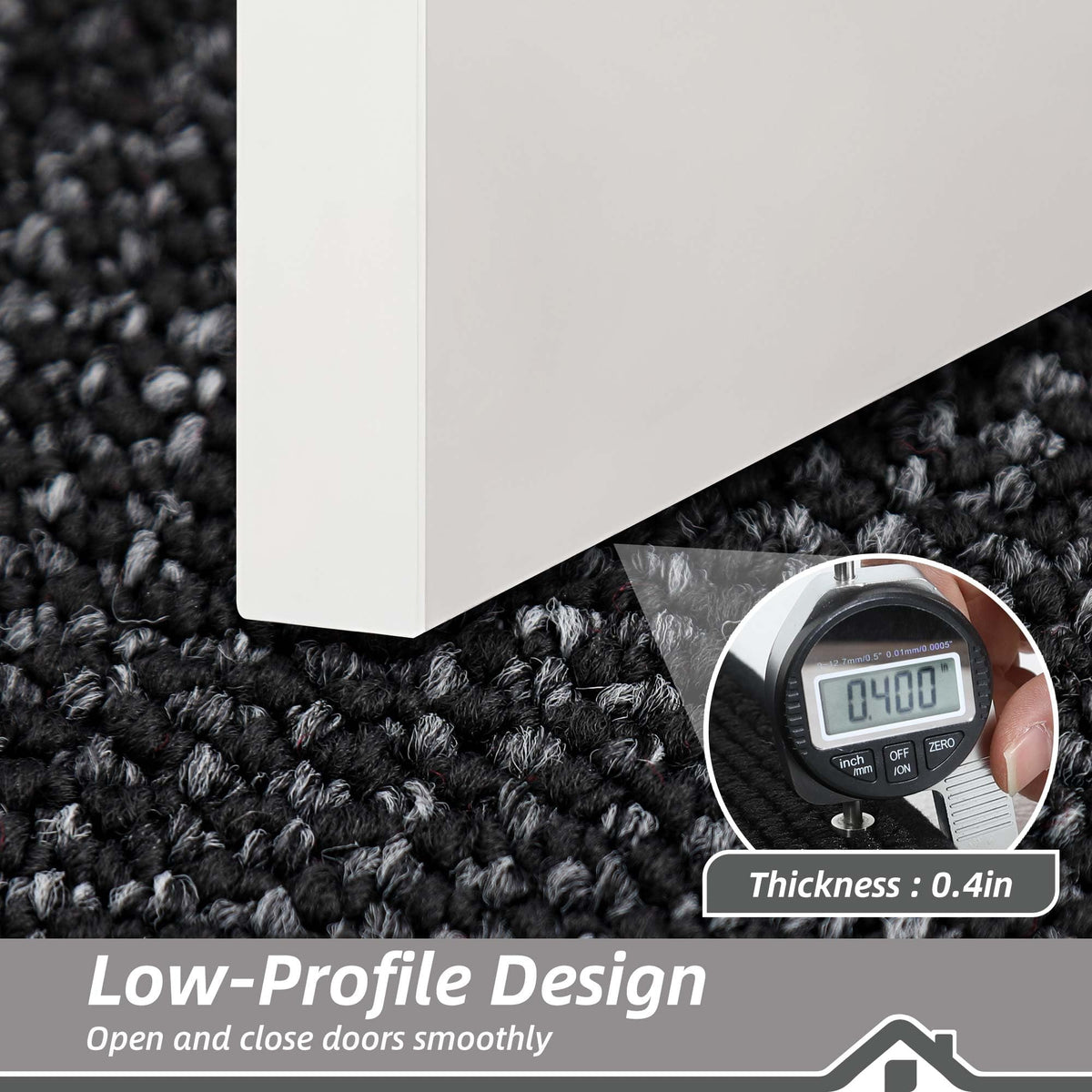 BEQHAUSE non-slip backing keeps mat in place on floors.