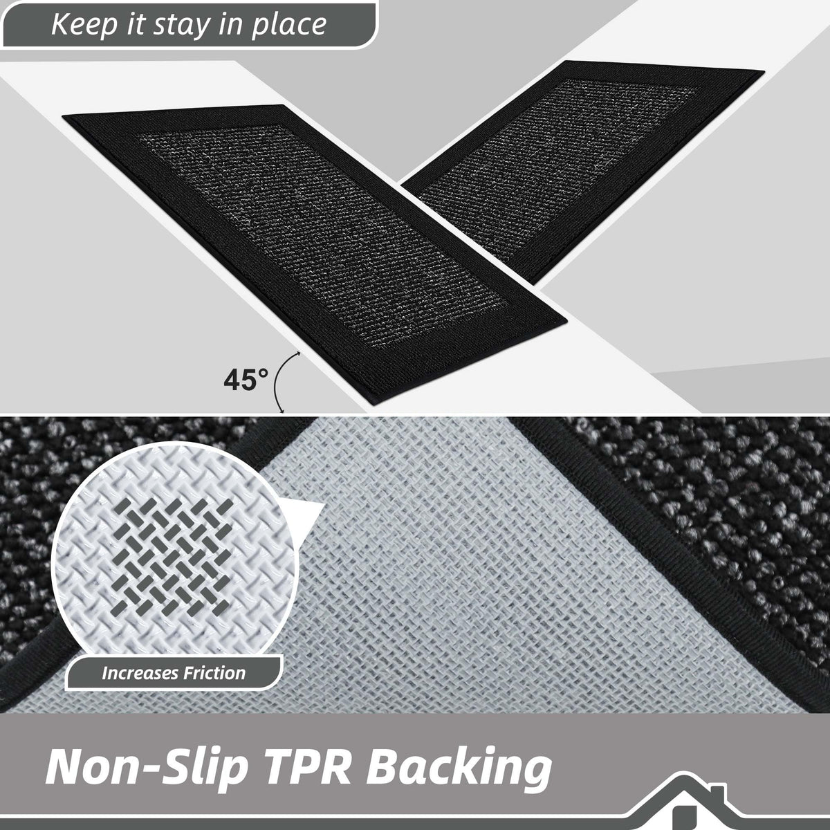 BEQHAUSE low-profile door mat fits under doors.