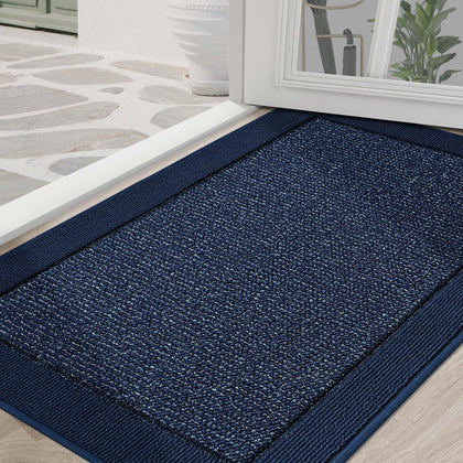 BEQHAUSE blue indoor door mat, 36x60, with dirt-trapping fibers for entryways