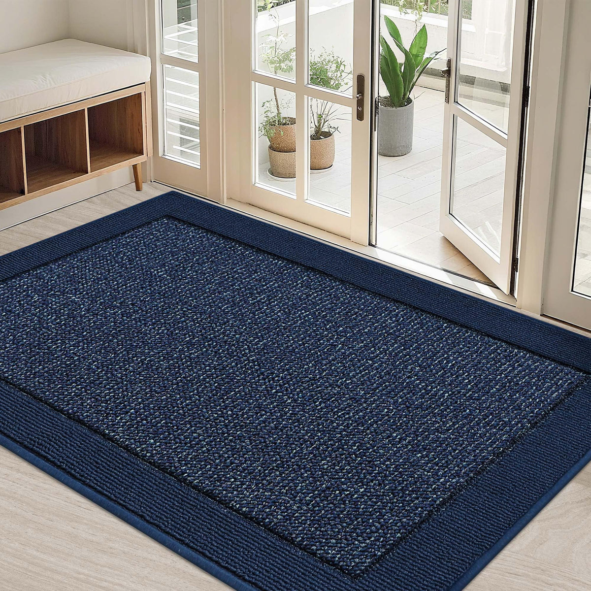 BEQHAUSE indoor door mat with dirt-trap fibers keeps entry floors cleaner.