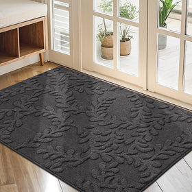 BEQHAUSE leaf-pattern door mat for front door, adds style while catching dirt