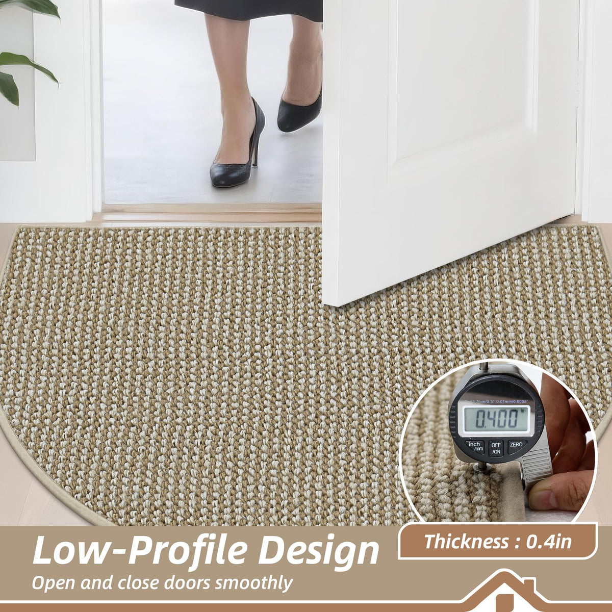 BEQHAUSE Light beige mat blends with any décor and hides minor dirt