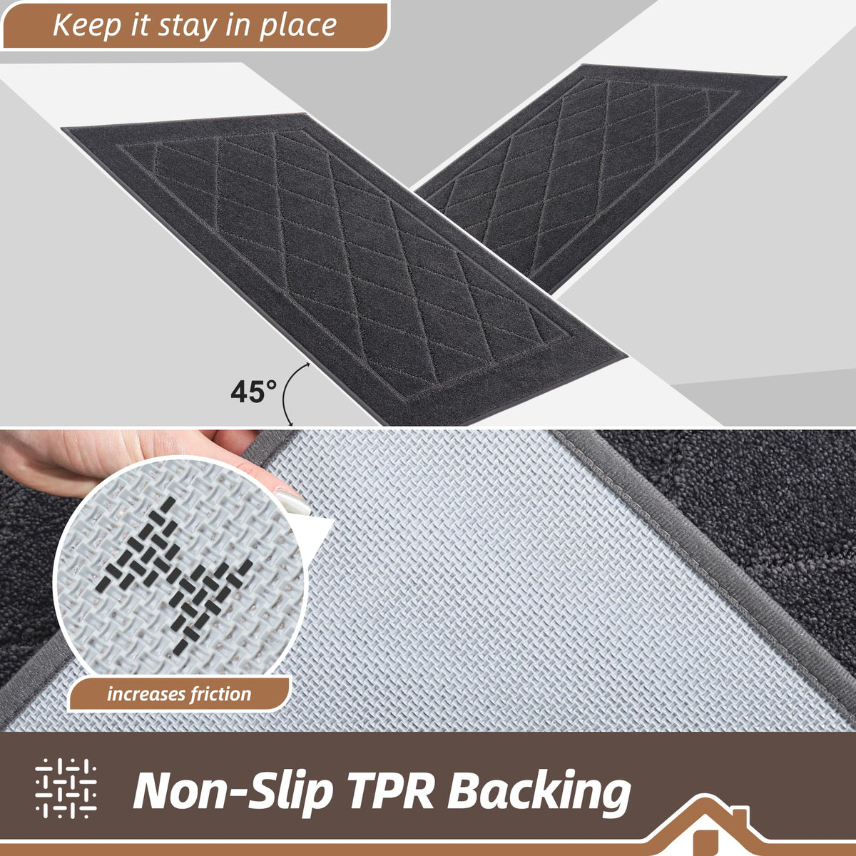 BEQHAUSE low-profile 0.45 inch mat fits under doors