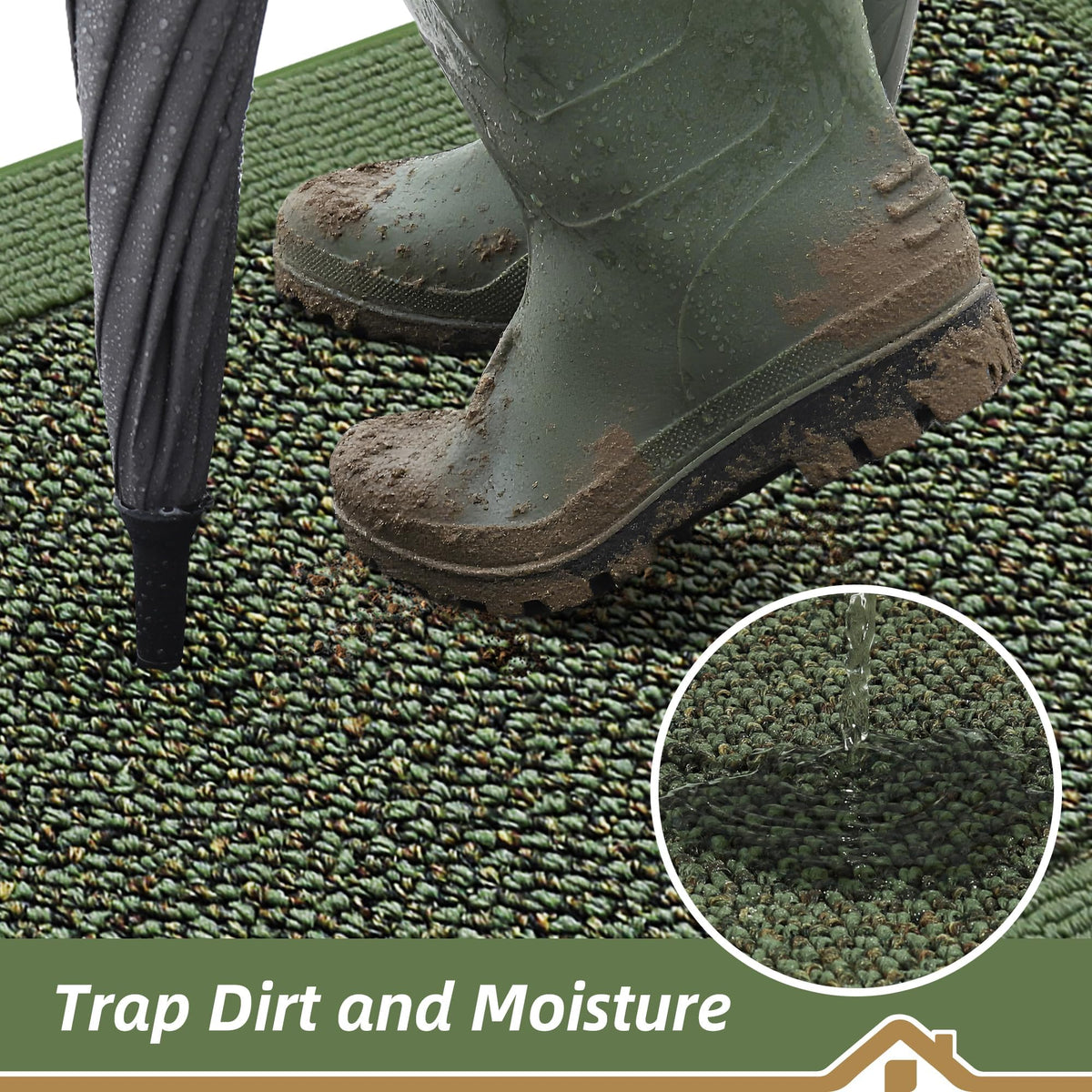 Beqhause mat with non-slip backing stays in place.