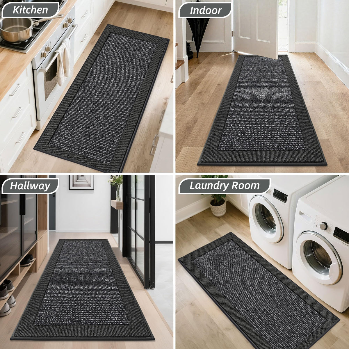 BEQHAUSE non-slip backing keeps the mat stable on dry floors.