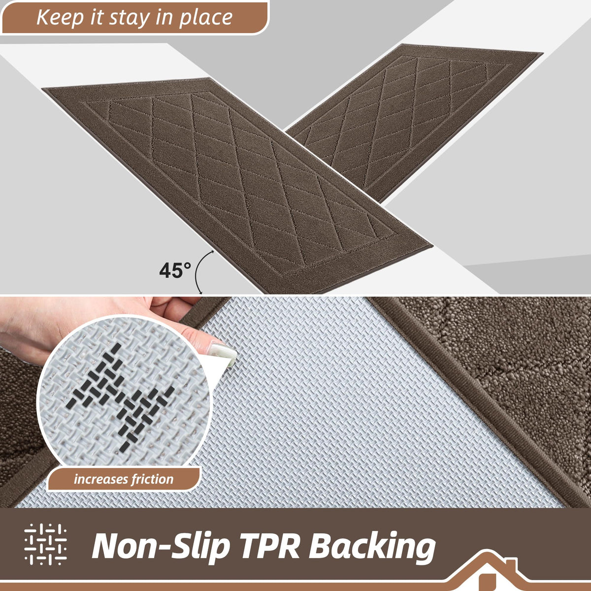BEQHAUSE Dirt Trapper Door Mat stain-resistant surface helps keep entryways tidy.