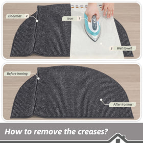 BEQHAUSE space-saving semi-circle door mat tucks neatly beside doors