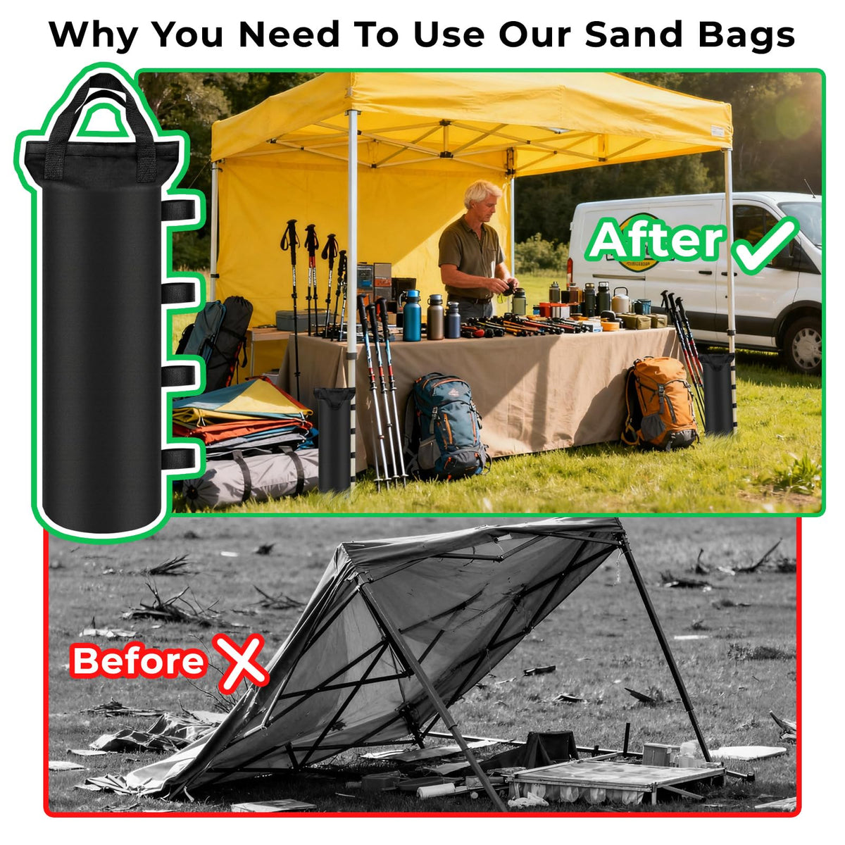 Bequemhaus weight bags secure canopy legs for reliable outdoor shade.