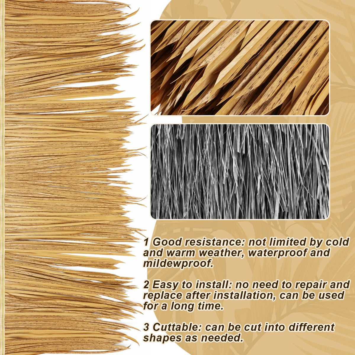Berlune waterproof thatch panels ideal for outdoor roofing.