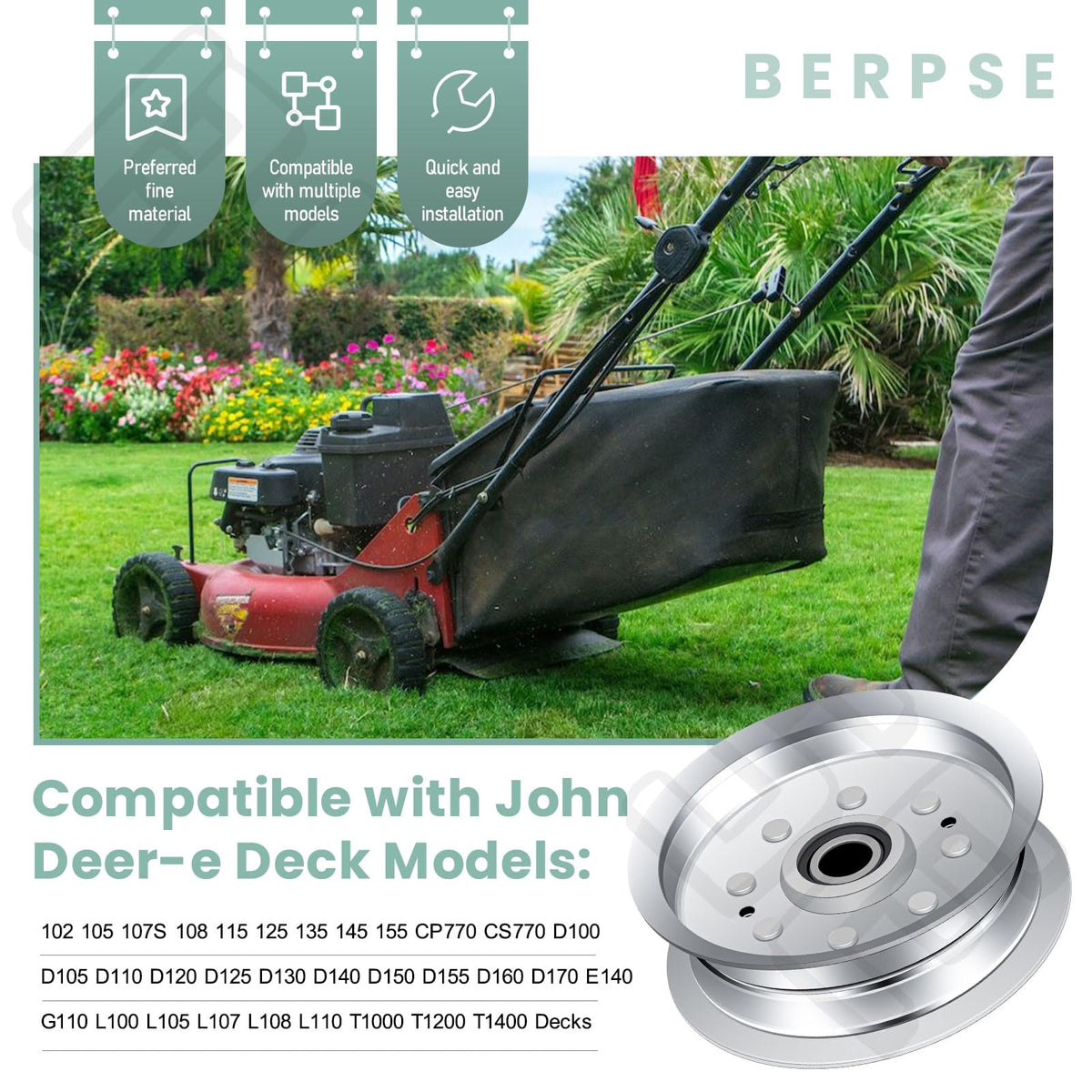 BERPSE idler pulley Gy22082 keeps belt guidance stable during mowing
