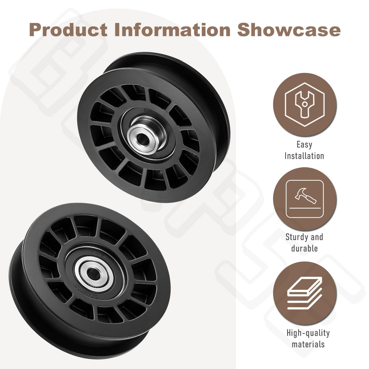 BERPSE flat idler pulley 280-469 front view ensures consistent pulley rotation