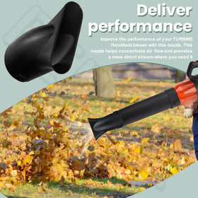 BERPSE flat nozzle creates concentrated airflow for quicker yard debris removal.