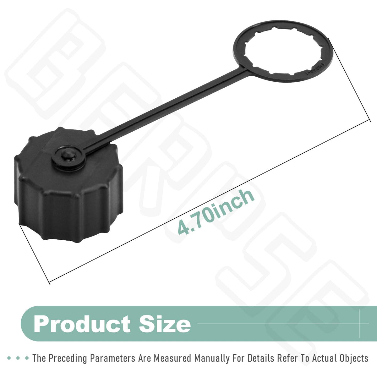 BERPSE drain cap with tether prevents loss during draining.