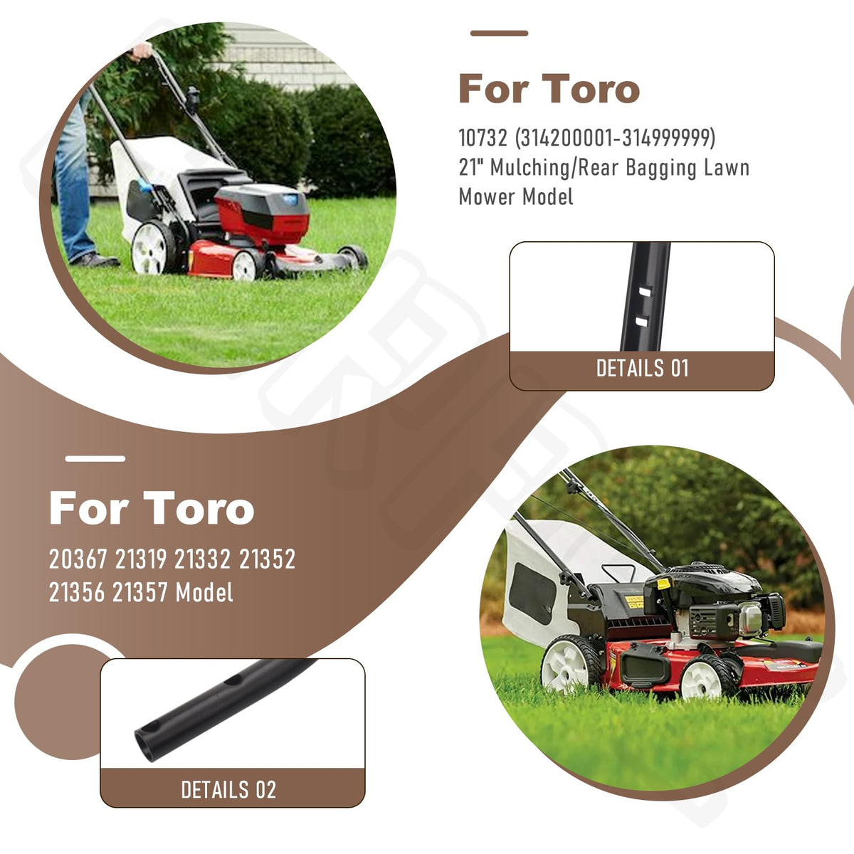 BERPSE Toro-compatible lower handle for 21-inch mowers, easy to install