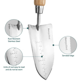 Berry&Bird serrated trowel with ash wood handle for comfortable digging