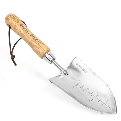Berry&Bird serrated trowel left edge for cutting roots and tough weeds