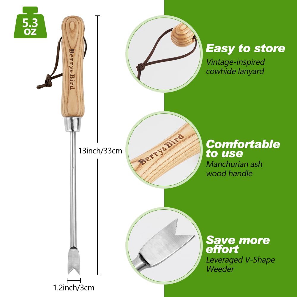 Compact storage with hanging hole on Berry&Bird weeder