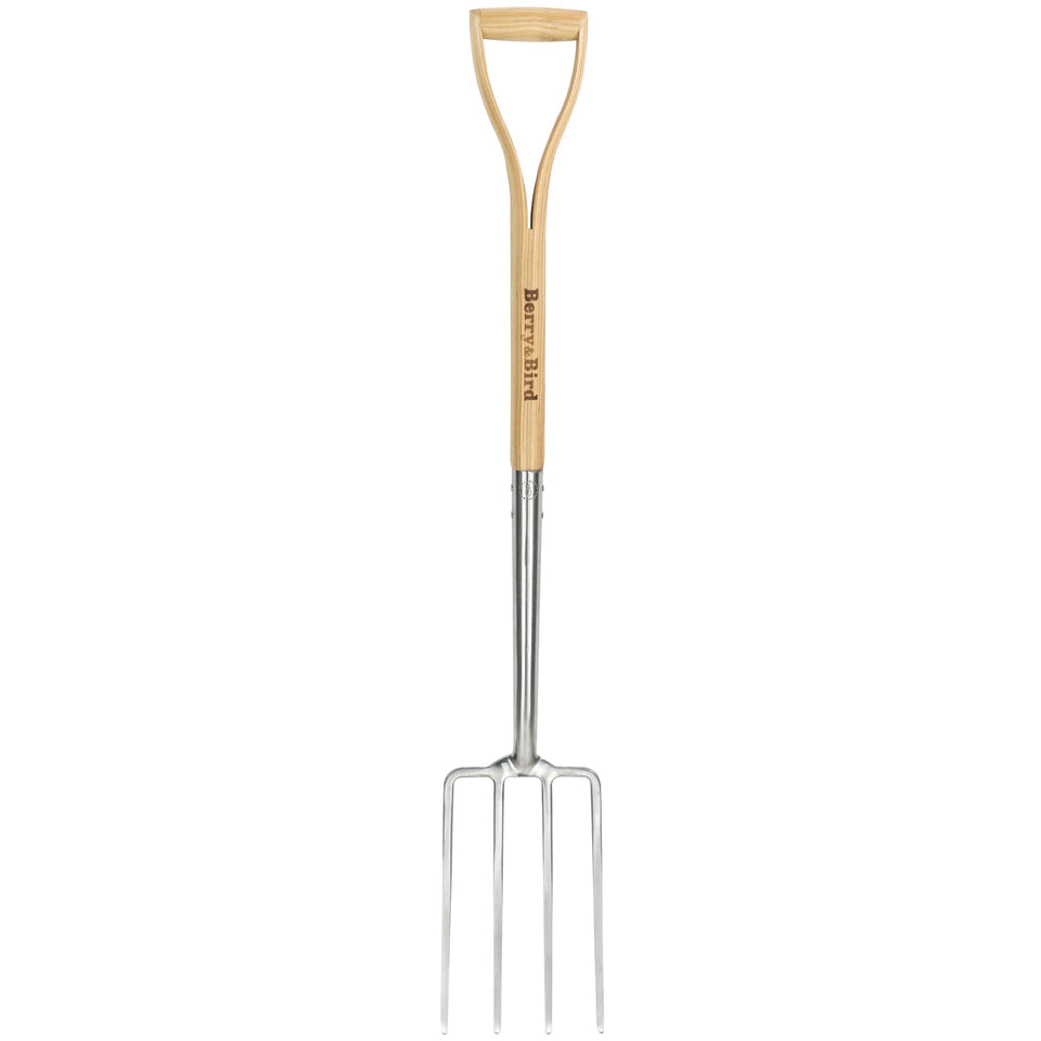Berry&Bird digging fork, four-tine steel head for durable garden prep