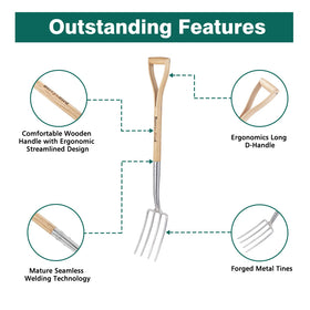 Berry&Bird digging fork in soil for easy aeration
