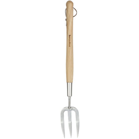 Berry&Bird long-handled hand fork for extended reach and precise weeding.