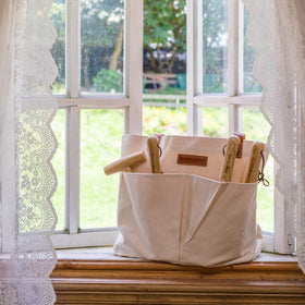 Berry&Bird tool bag side pocket layout keeps trowels and shears within reach.