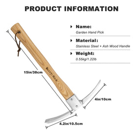 Berry&Bird pickaxe-hoe with wooden handle offers ergonomic digging