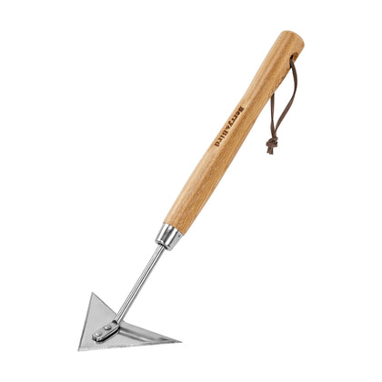Berry&Bird Triangle Weeder blade close-up showing a sharp edge for fast weed removal.