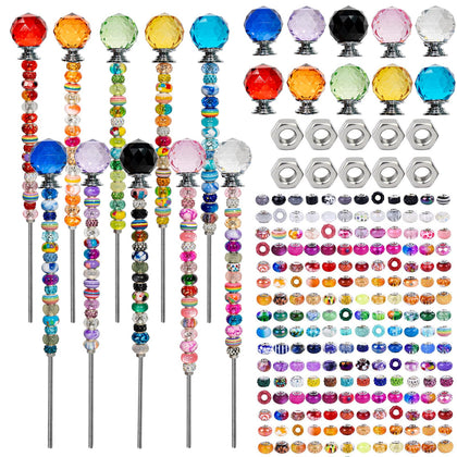 BERVYOSW 230-pcs beaded garden stakes kit with crystal toppers for outdoor whimsy