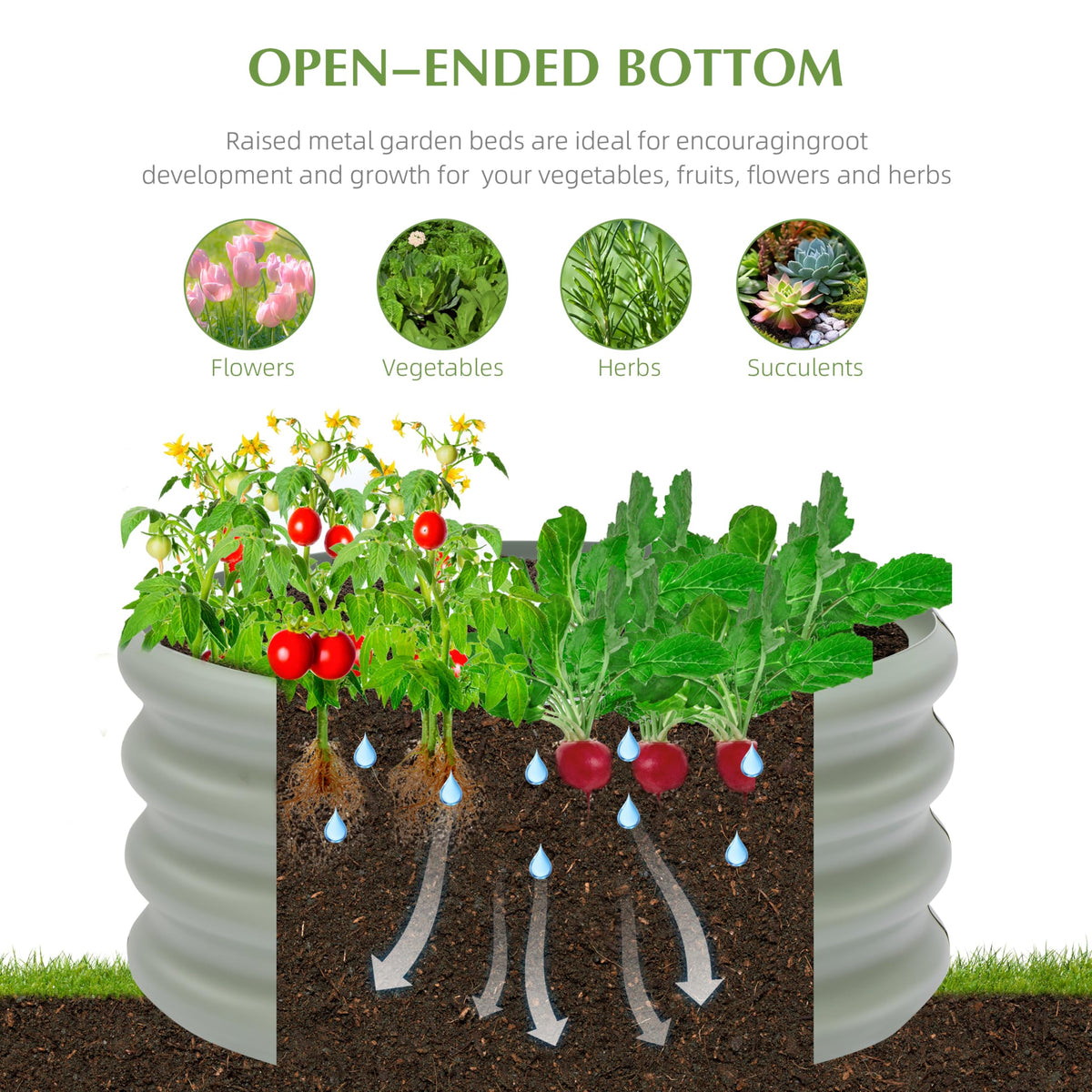 Besebay 2-pack open-bottom drainage supports natural water flow