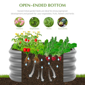 Besebay 2x1ft galvanized raised bed, cross-section illustration, shows open-bottom drainage design