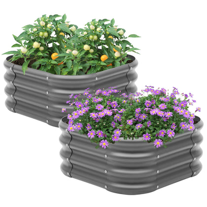 Besebay 2x1ft galvanized raised bed, front view, durable outdoor planter for vegetables