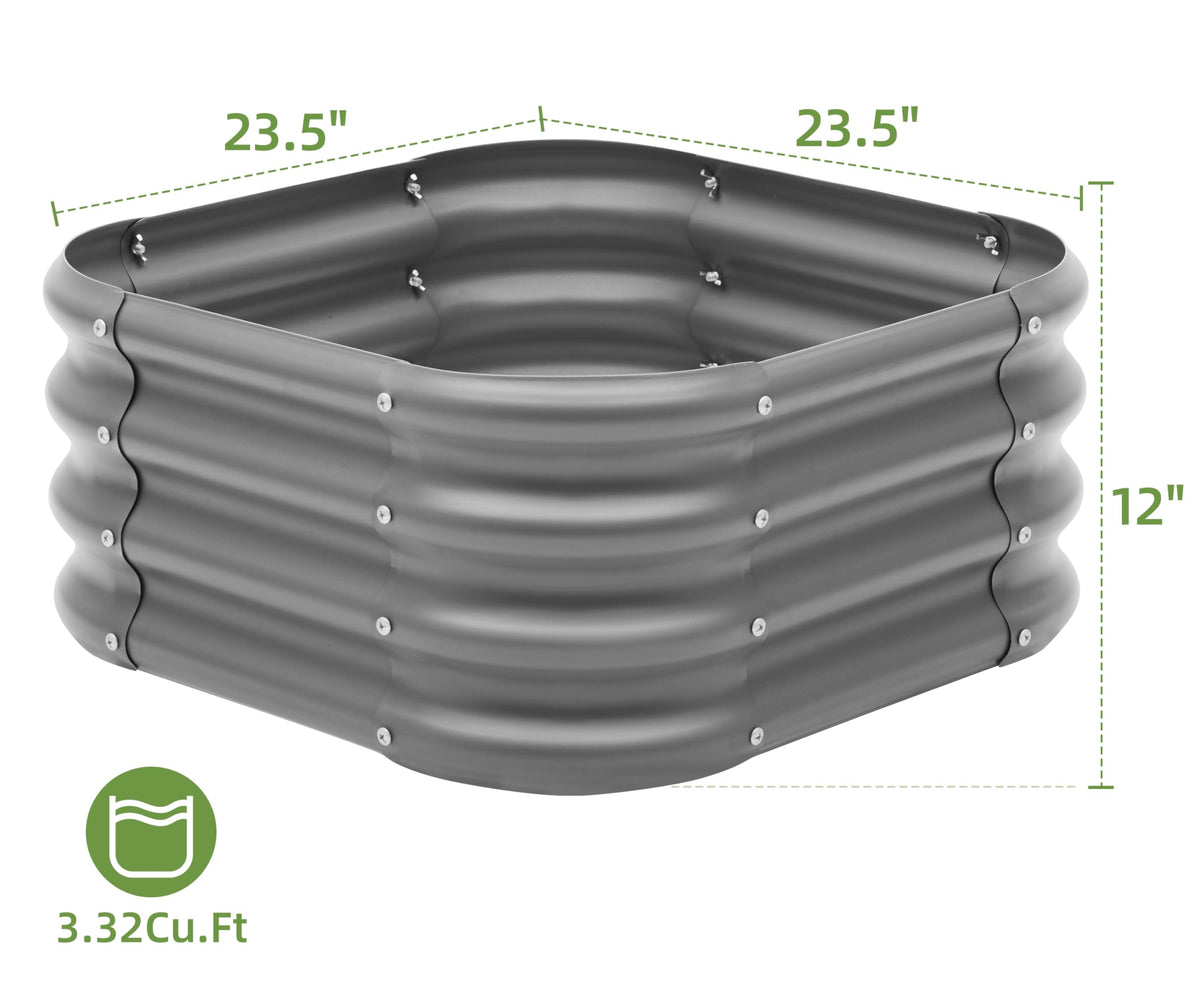 Besebay 2x1ft galvanized raised bed, side view, space-efficient gardening for herbs