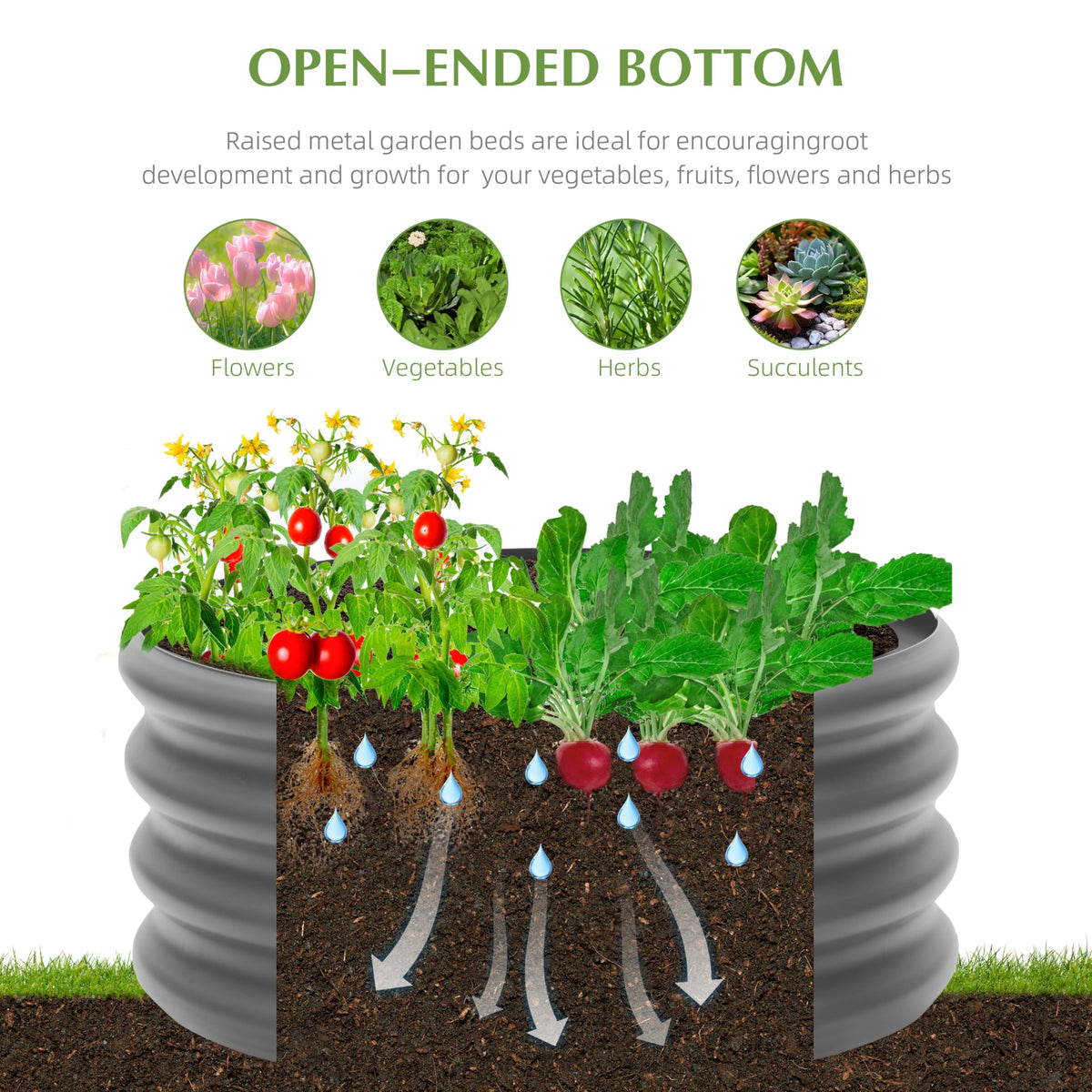Besebay deep-root container with 12-inch depth supporting root crops.