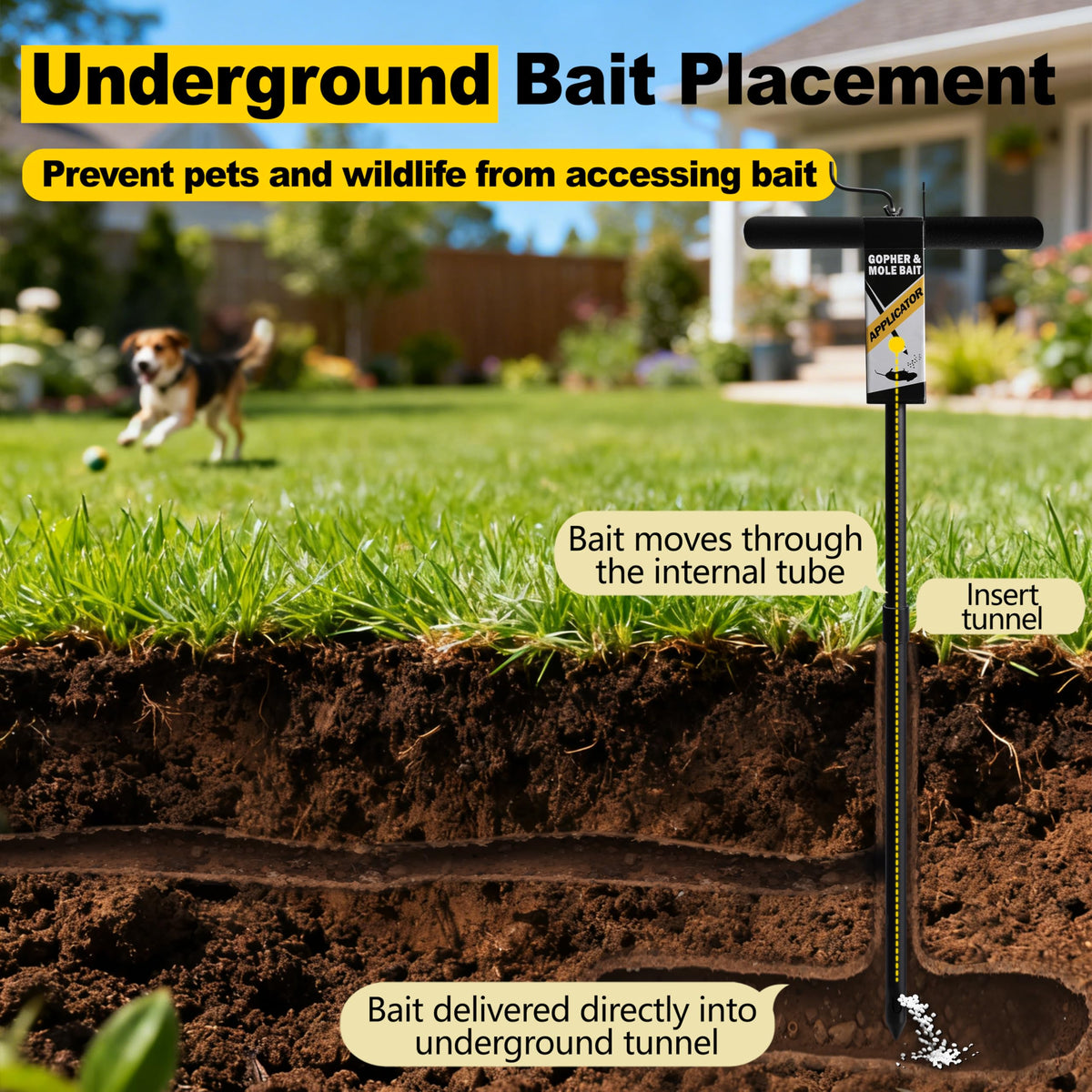 Simple use: insert, load bait, release, and flatten soil