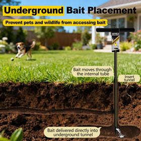 Simple use: insert, load bait, release, and flatten soil