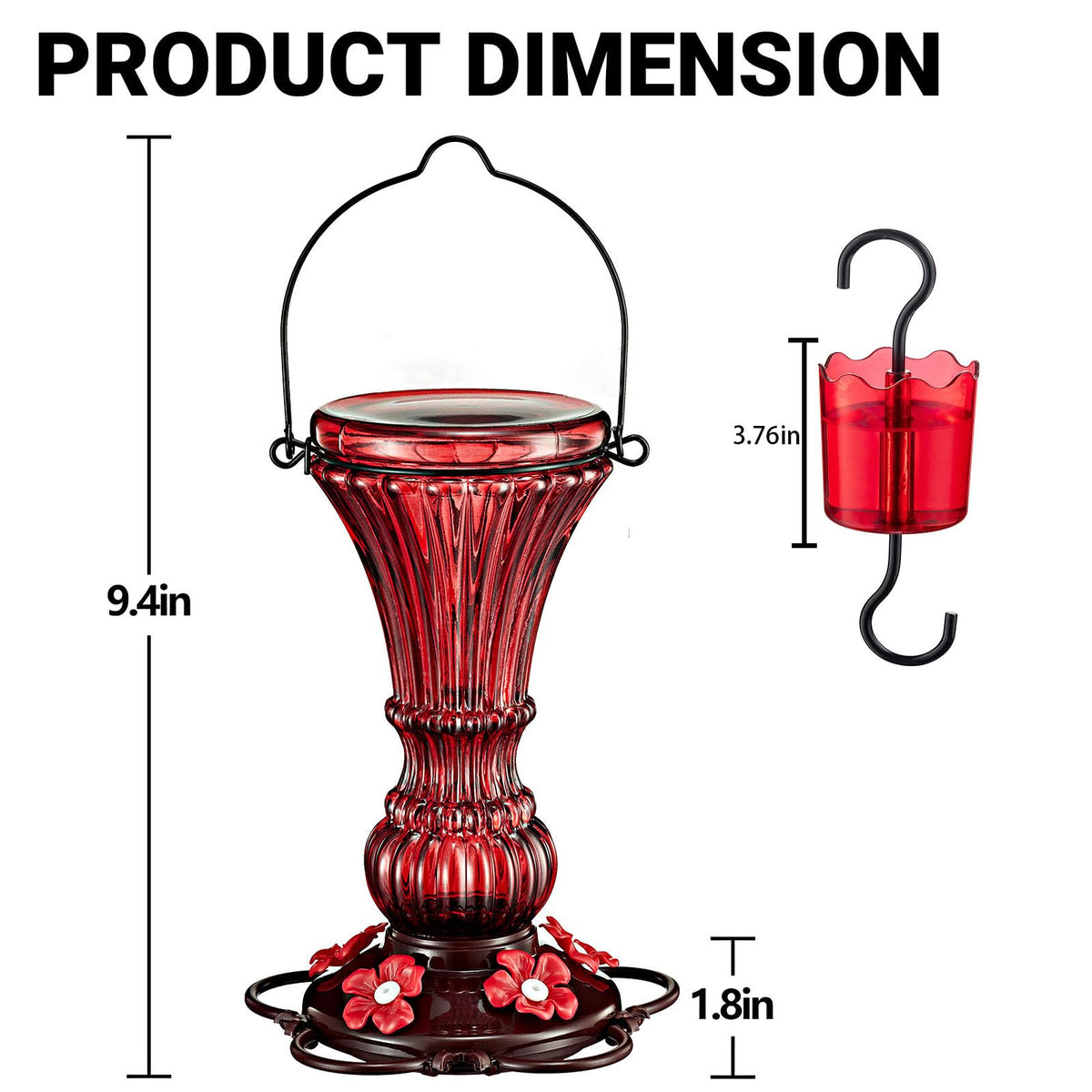 Beserie hummingbird feeder with ant moat keeps nectar free from ants.