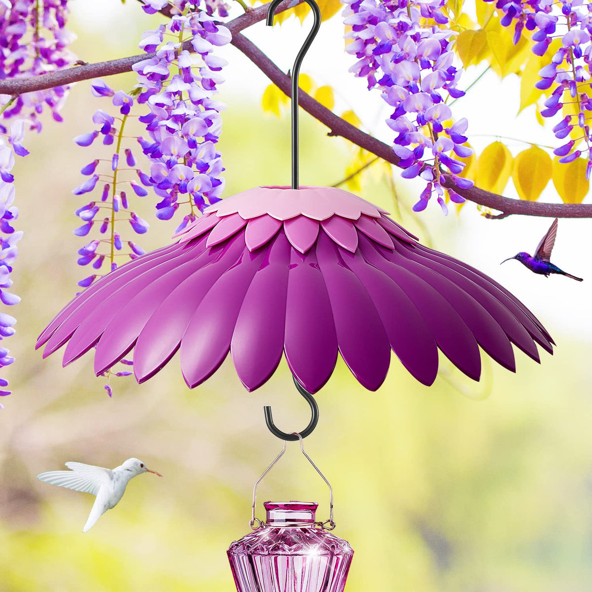 Beserie outdoor setup shown on garden post for easy access.