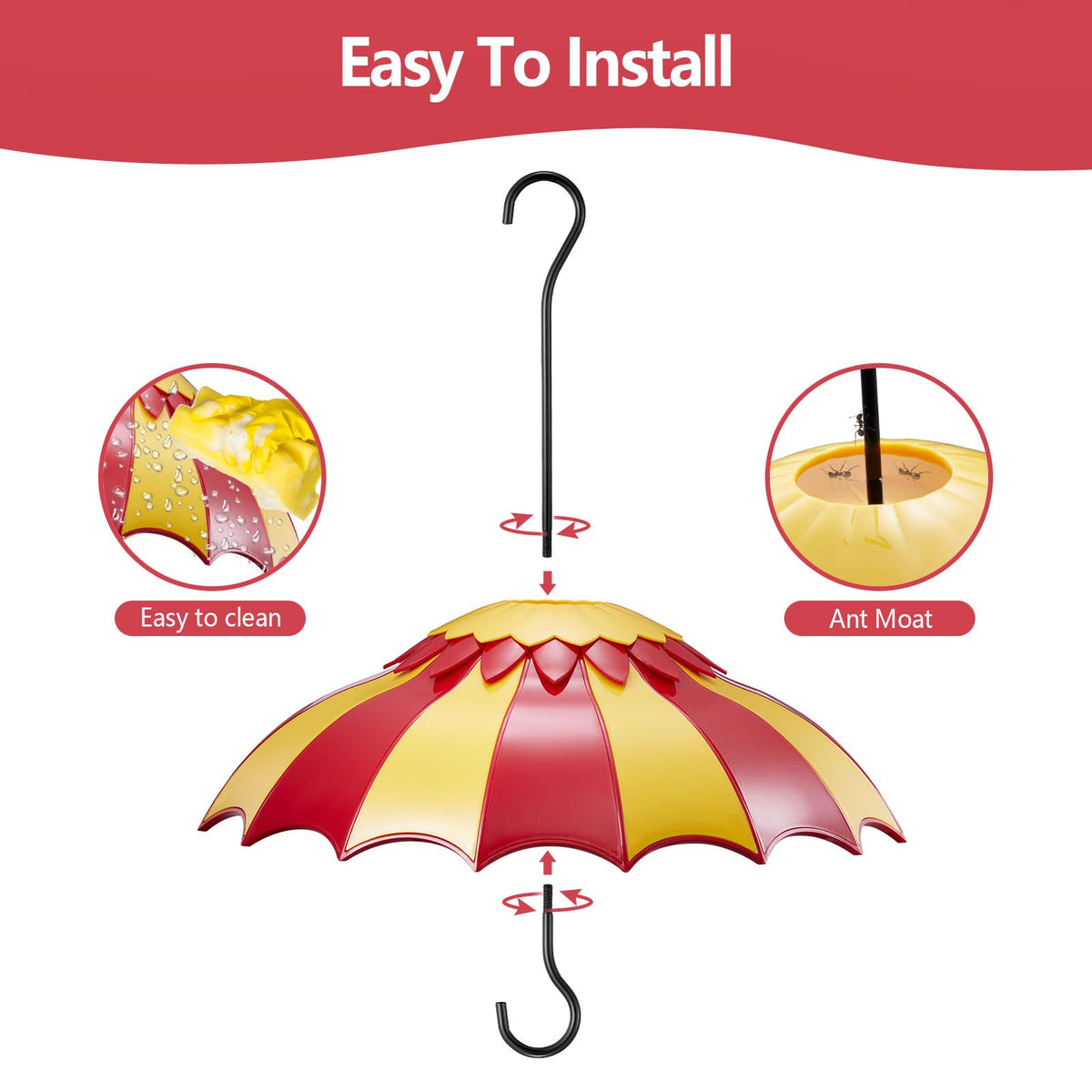Beserie red-yellow canopy attracts hummingbirds and provides shade