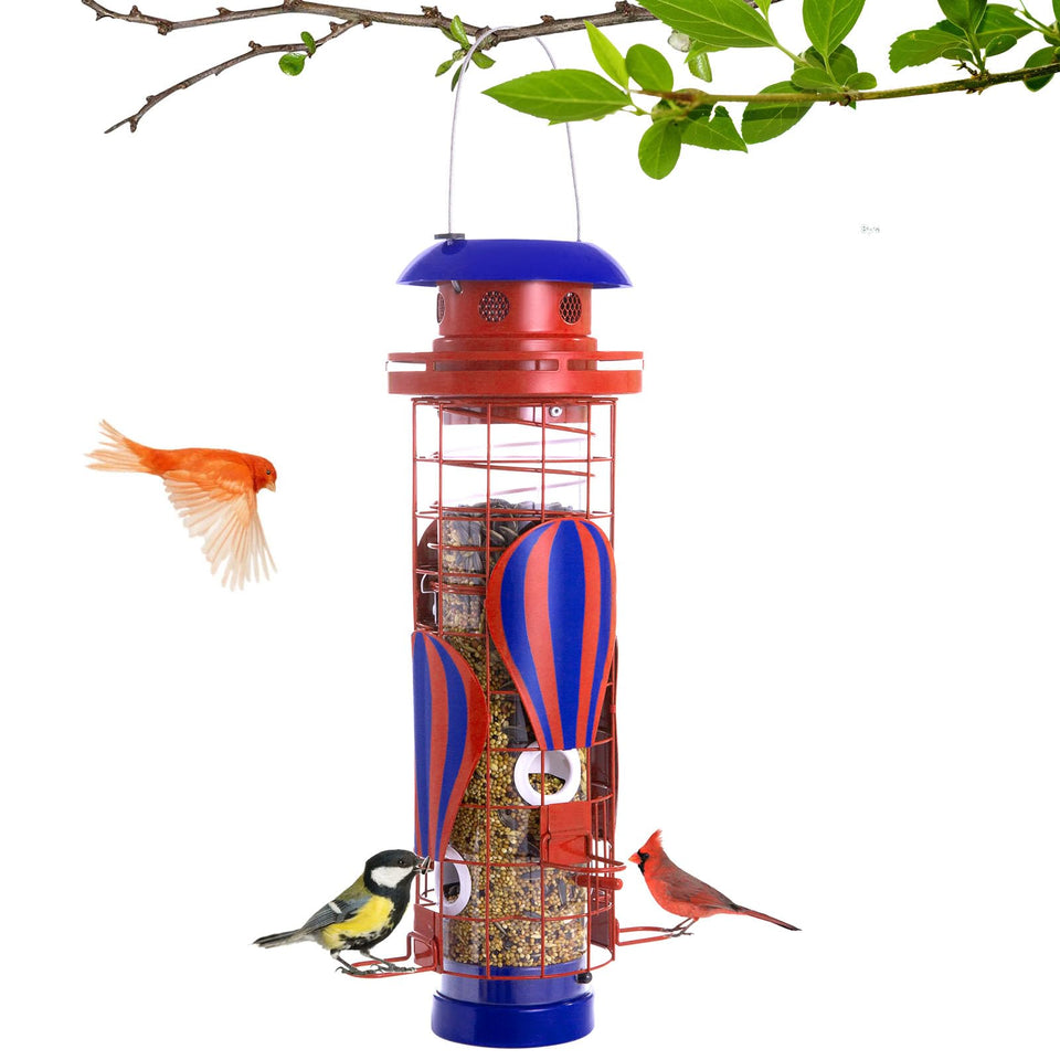 Beserie solar metal bird feeder hanging outdoors with durable construction for year-round use
