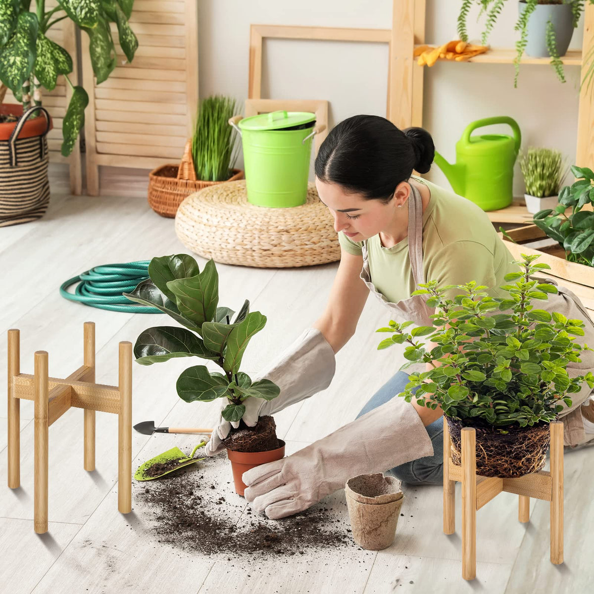 BESHOF bamboo plant stand assembly steps with included hardware