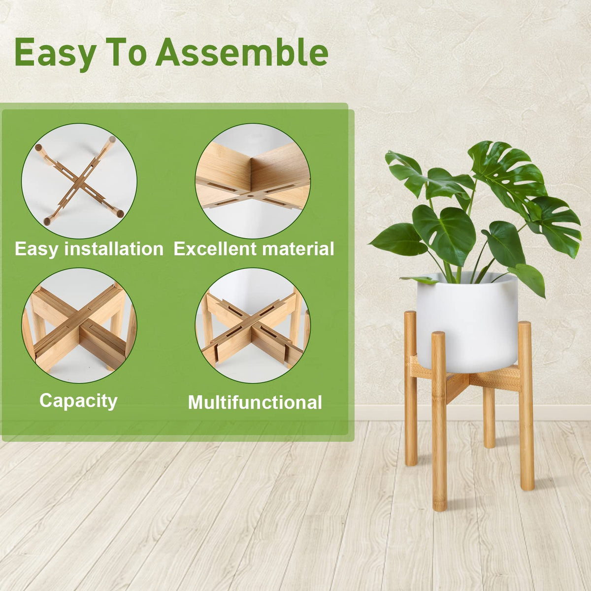 BESHOF bamboo plant stand floor pads prevent slipping on floors