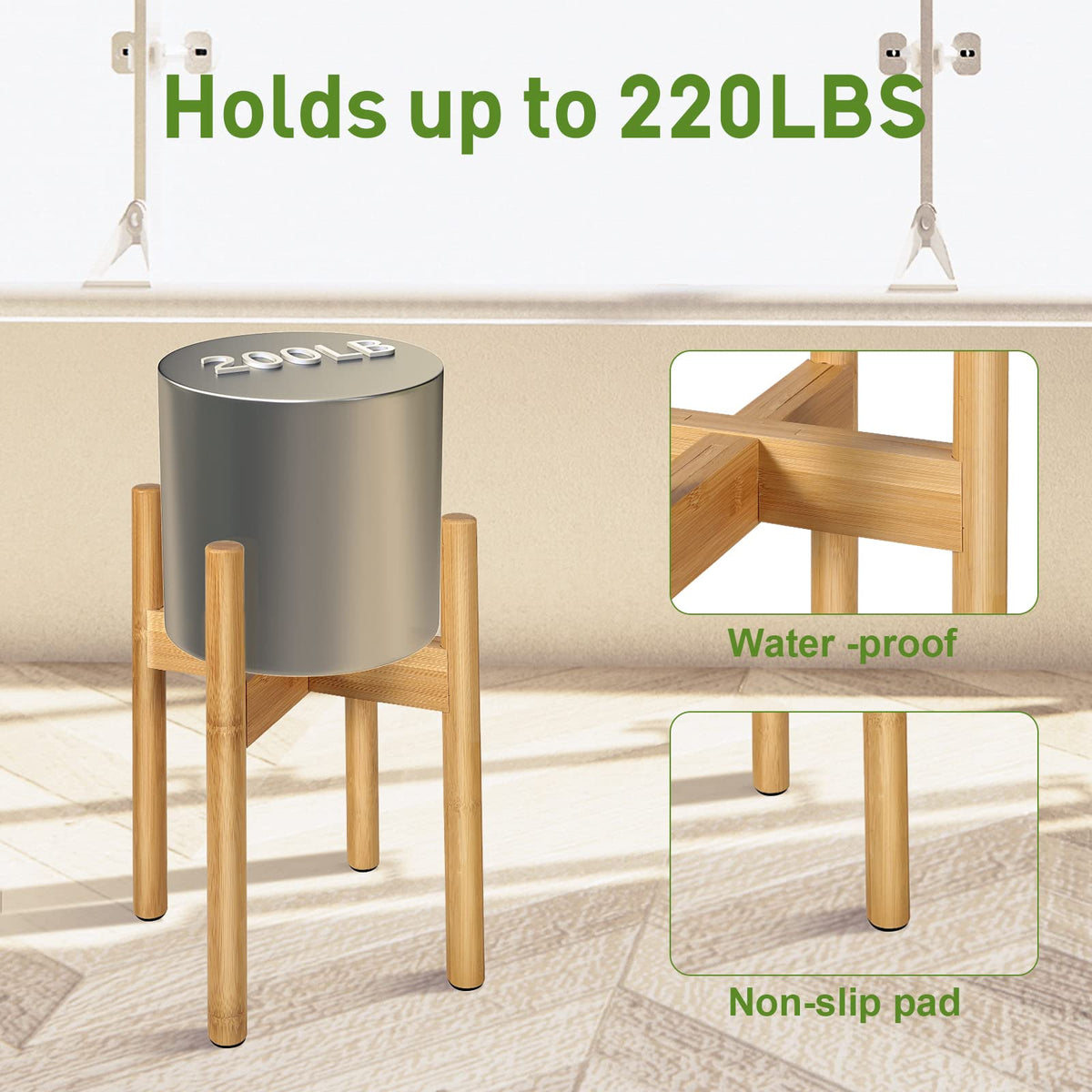 BESHOF bamboo plant stand heavy duty for sturdy display