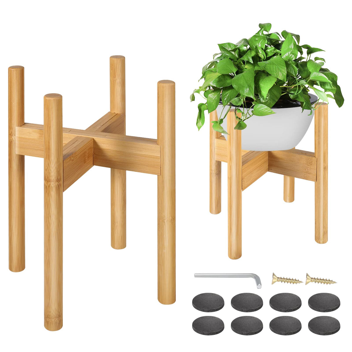 BESHOF bamboo plant stand living room setup for modern or boho décor