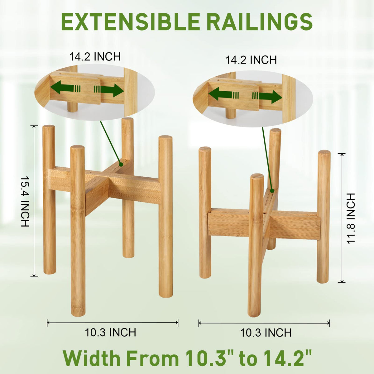 BESHOF bamboo plant stand two-pack ideal for coordinating spaces
