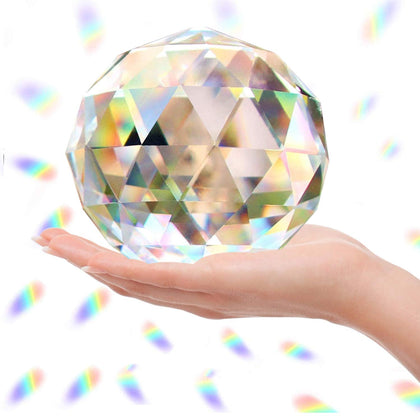 Besimple clear glass crystal ball prism suncatcher creates bright rainbow in sunlight
