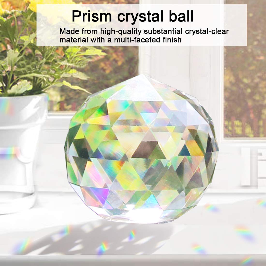 Besimple faceted crystal ball prism rainbow maker casts colorful sunspots