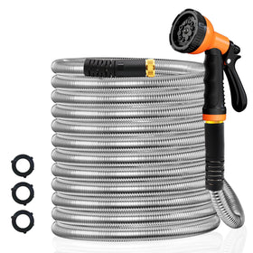 Besiter garden hose 50ft stainless steel demonstrates durable, tangle-free performance for yard watering.
