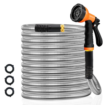 Besiter garden hose 50ft stainless steel demonstrates durable, tangle-free performance for yard watering.