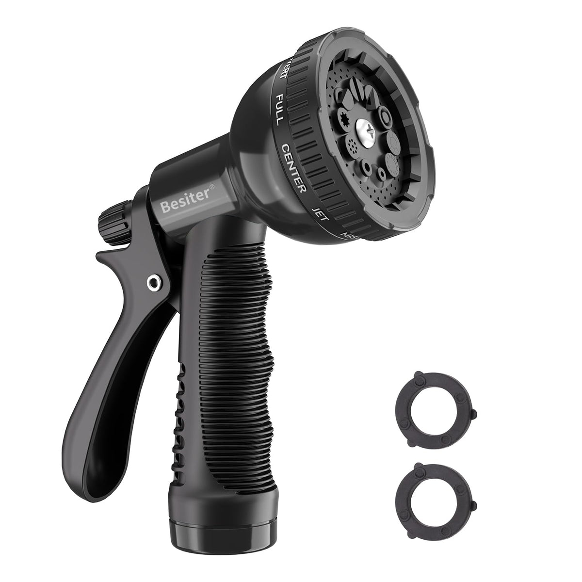 Besiter garden hose nozzle 2-pack for flexible watering tasks.